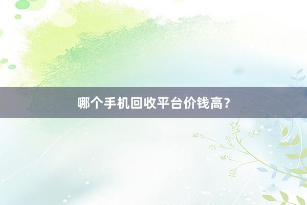 哪个手机回收平台价钱高?